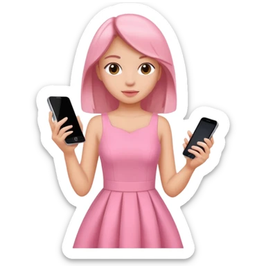 pink dressed girl online shopping  sticker