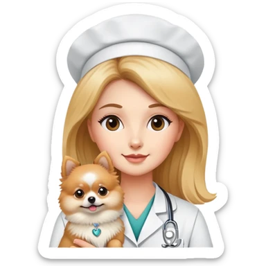 veterinary nurse with lulu pomeranian sticker