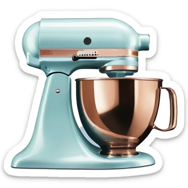 Realistic pastel blue and metallic copper kitchenaid mixer. sticker