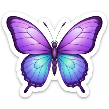 Purple butterfly with sharp ends on each wing sticker