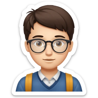 college student with curious face sticker