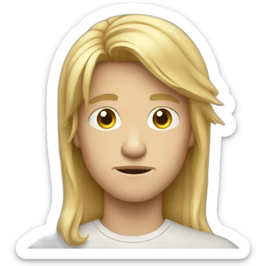 Frowning teen-ager boy with long blond hair sticker