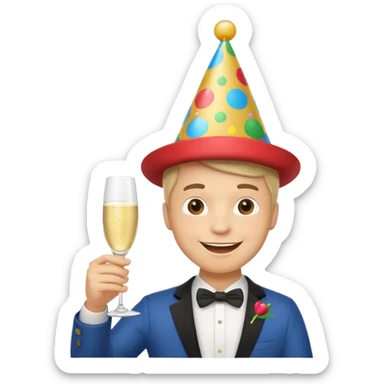 Emoji de un holbre feliz de festejo solo cabeza  sticker