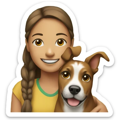 smiling girl with dog outdoors sticker