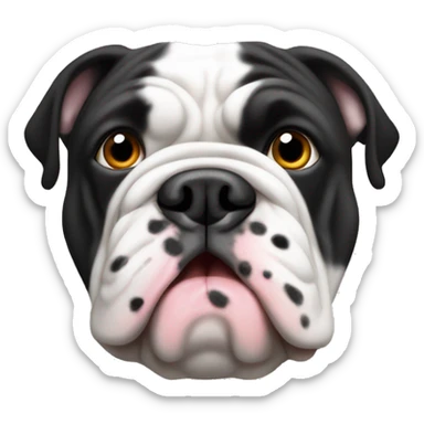 White and black English bulldog with spots sticker