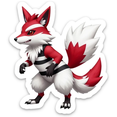 Shiny Red Anthro furry Zangoose-Obstagoon-Hybrid (full body) sticker