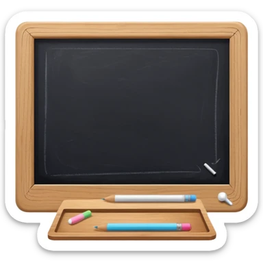 drawing board with classic wooden frame, chalk and eraser sticker