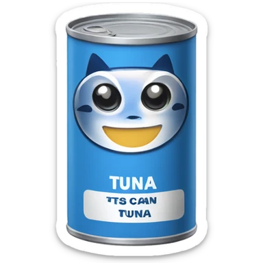  Blue can of tuna is a compact, cylindrical container designed to preserve and store tuna fish. sticker