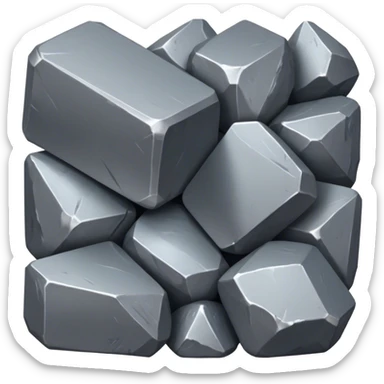 Cinematic Realistic Lead Ore, Heavy and dense, with a matte gray surface and subtle metallic glimmer. The metal's weight and durability are evident, with soft, sharp edges and a slight texture that enhances its solid presence. Soft glowing outline, capturing the essence of raw strength and industrial power in lead ore. sticker