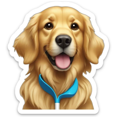 Golden retriever tennis racket ball sticker