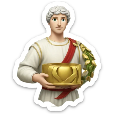 Petrarch holds a golden laurel wreath in his hand sticker