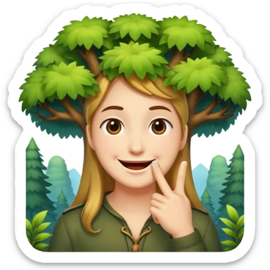 mystic forest character finger under chin teasing smile sticker