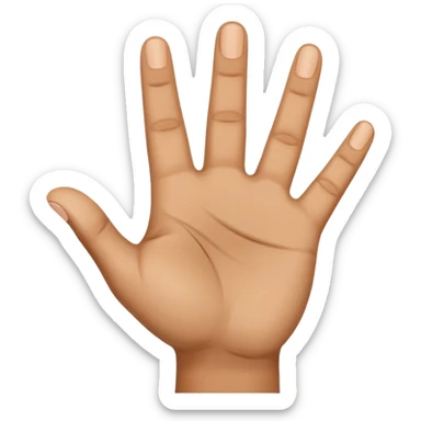 an open hand, palm visible, thumb bent towards the palm, other 4 fingers raised, representing the number 4 sticker