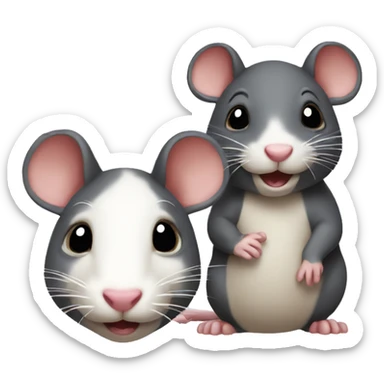 two different color rats sticker