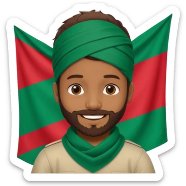 A Boy with Trimmed Beard With a Bangladesh flag Bandana sticker