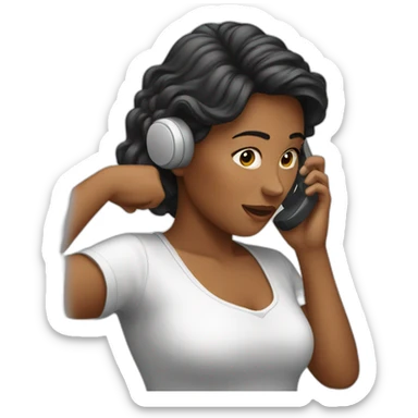 Woman pressing phone  sticker