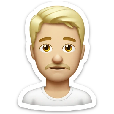 Sick Russian guy with blonde haircut and bags under his eyes sticker