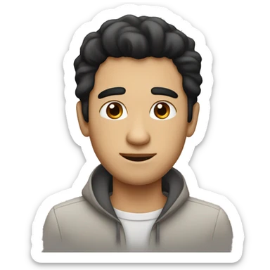 "man wih black hair and brown eyes at macbook laptop" sticker