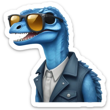 blue velociraptor with sunglasses sticker