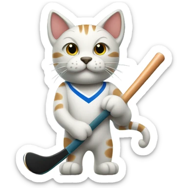 cat playing field hockey sticker