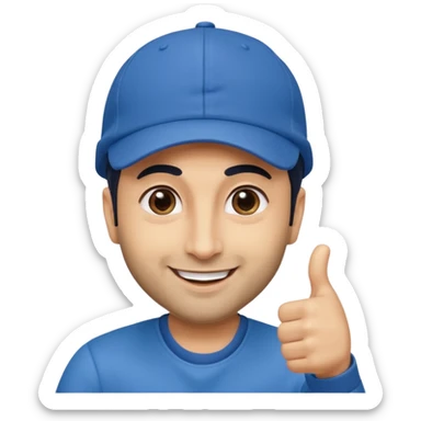 generate a pretty bratz emoji of ranbir kapoor wearing a blue cap and doing a thums up sticker