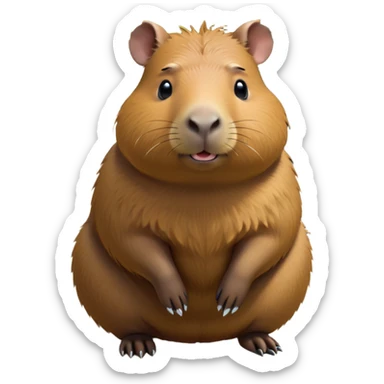 cinematic-capybara-realistic-full-body-on-all-fours-emoji,-plump-and-relaxed-body-soaking-in-the-warm-sun,-short-brown-fur-slightly-ruffled,-head-tilted-dramatically,-calm-expressive-eyes-exuding-serene-wisdom,-simplified-yet-realistic head tilted confidently staring at the camera in a comical way sticker