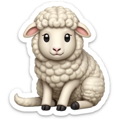 cinematic-[sheep]-realistic-full-body-sitting-emoji,-tail-flicking-lazily,-head-tilted-dramatically,-curly-[white]-fur,-simplified-yet-realistic-focused-features,-highly-detailed,-glowing-with-an-almost-sarcastic-glow sticker