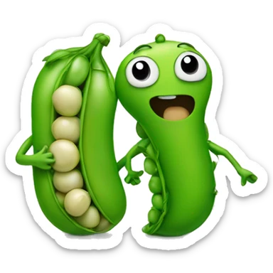 Pea holding hands with a slug sticker