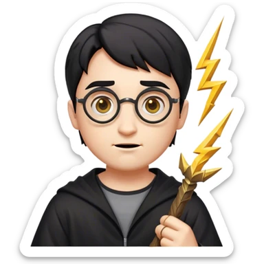 Cinematic Realistic Harry Potter Pop Culture Emoji, featuring a mystical, enchanted portrayal inspired by the iconic wizard rendered with lifelike magical details and dynamic lighting. sticker