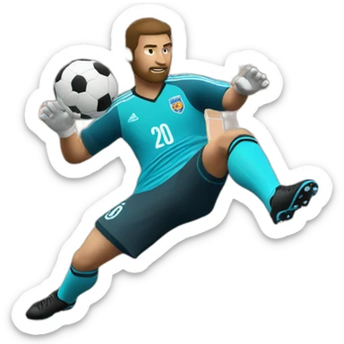 White European football player shooting in goal sticker