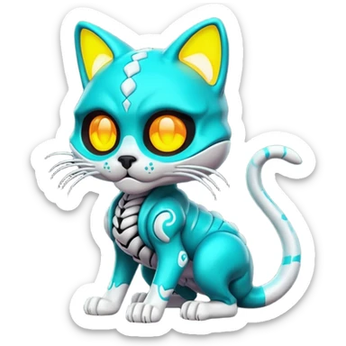 Catty Neon Snaky Protogen-Skull-cat (full body) sticker