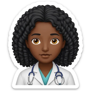 Doctor with long curly black hair, skin a bit darker sticker