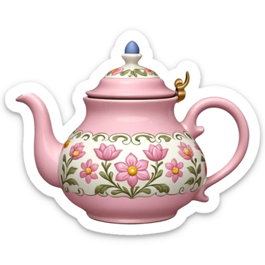 A pink and white flowery TeaPot sticker