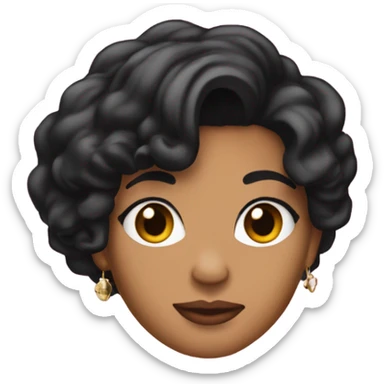 Tanned woman with black hair dressed in 1990s r&b hair, makeup, and attire  sticker