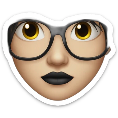 Crying-goth-girl-dark-hair-with-glasses-black-tshirt sticker