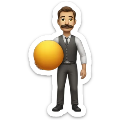 Man with mustache strenuously carrying heavy balls sticker