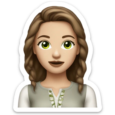 pretty top model with brown hair green eyes sticker