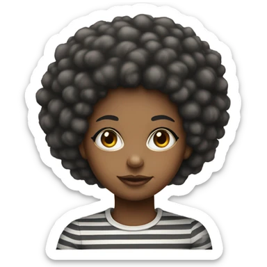 striped shirt portrait of an African American girl with a short salt and pepper Afro sticker