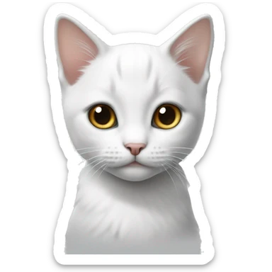 White kitten with grey top of head sticker