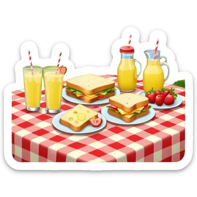 picnic banquet, having tablecloth sticker