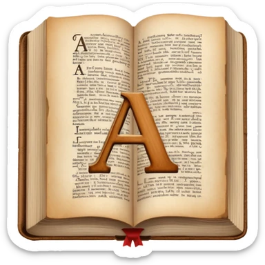 English dictionary book with letter A visible sticker