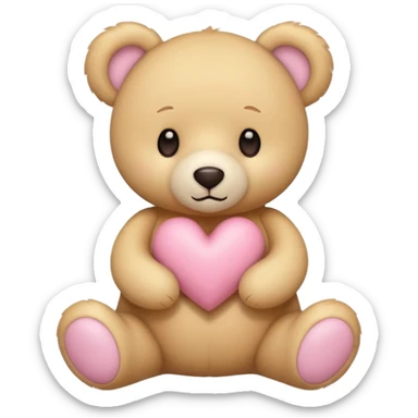 Teddy bear with a heart in soft pink, beige and yellow pastel colors sticker