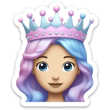 Pink and blue pastel mermaid crown sticker