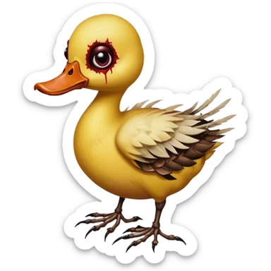 Zombie duckling with spider legs horror bloody eyes sticker