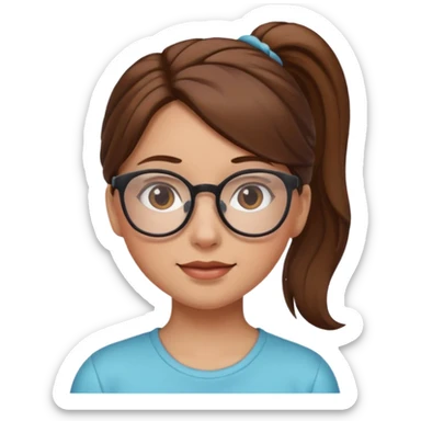 brown haired Ponytail Girl with Glasses sticker