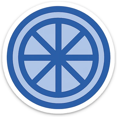 Create a simple citrus slice clip art in flat blue color style using the two blue colors from the reference image. The design should be minimal and have no text, with a transparent background. sticker