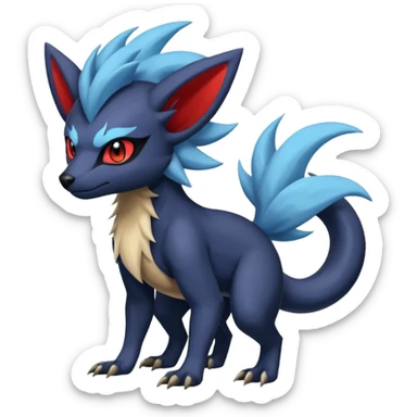 Exotic colorful cool handsome elemental exotic Zorua-Absol-Salandit-fusion (full body) sticker
