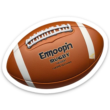 Cinematic Realistic image of a rugged rugby ball with detailed leather textures and precise stitching, rendered against a sunlit field backdrop with dynamic natural lighting that emphasizes its robust character sticker