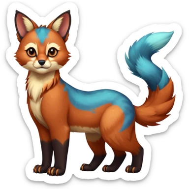 Colorful tropical blue exotic cute cool beautiful shiny beautiful fantasy-caracal-Gryphon-Cacomistle-Trico-Red-Panda-oncilla-animal-Fakémon-hybrid-fursona (full body) sticker