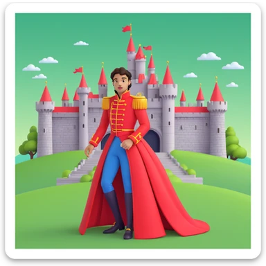 prince in red dress, royal castle background sticker